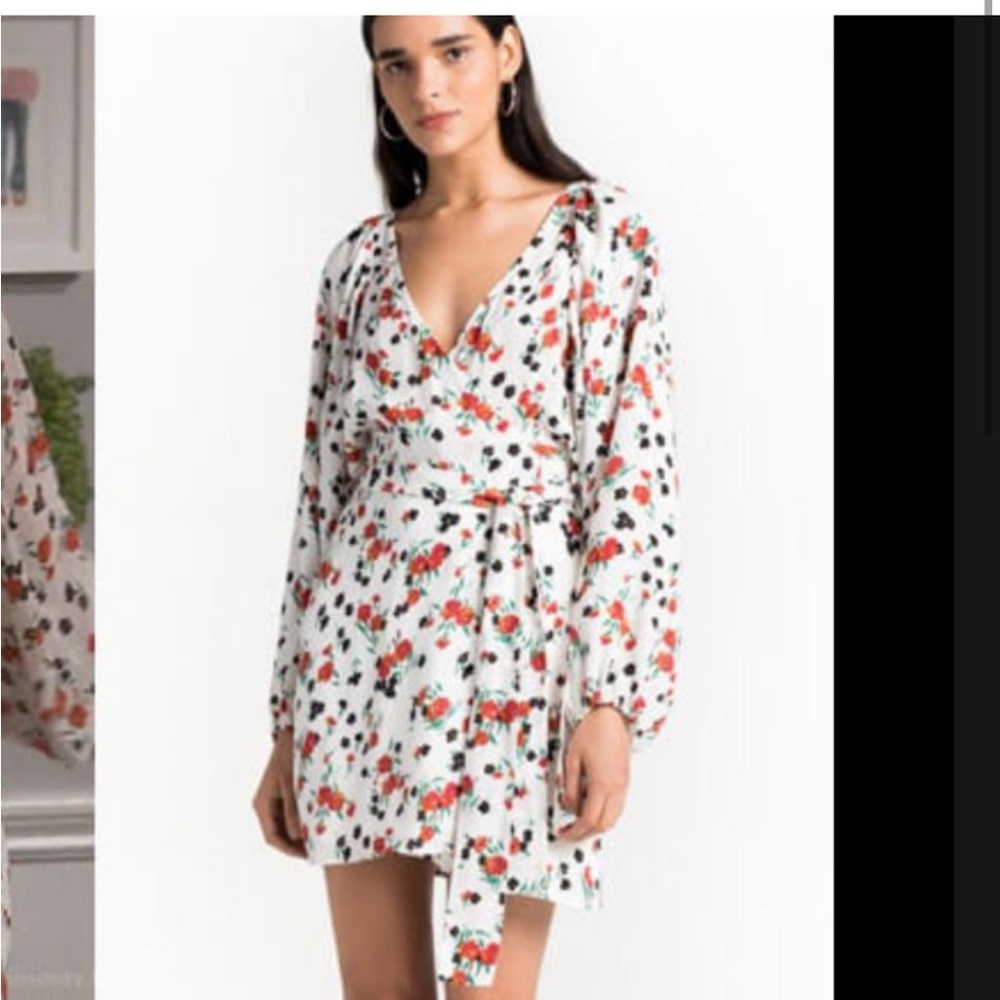 ALC Carlo Silk Tie Waist Mini Dress